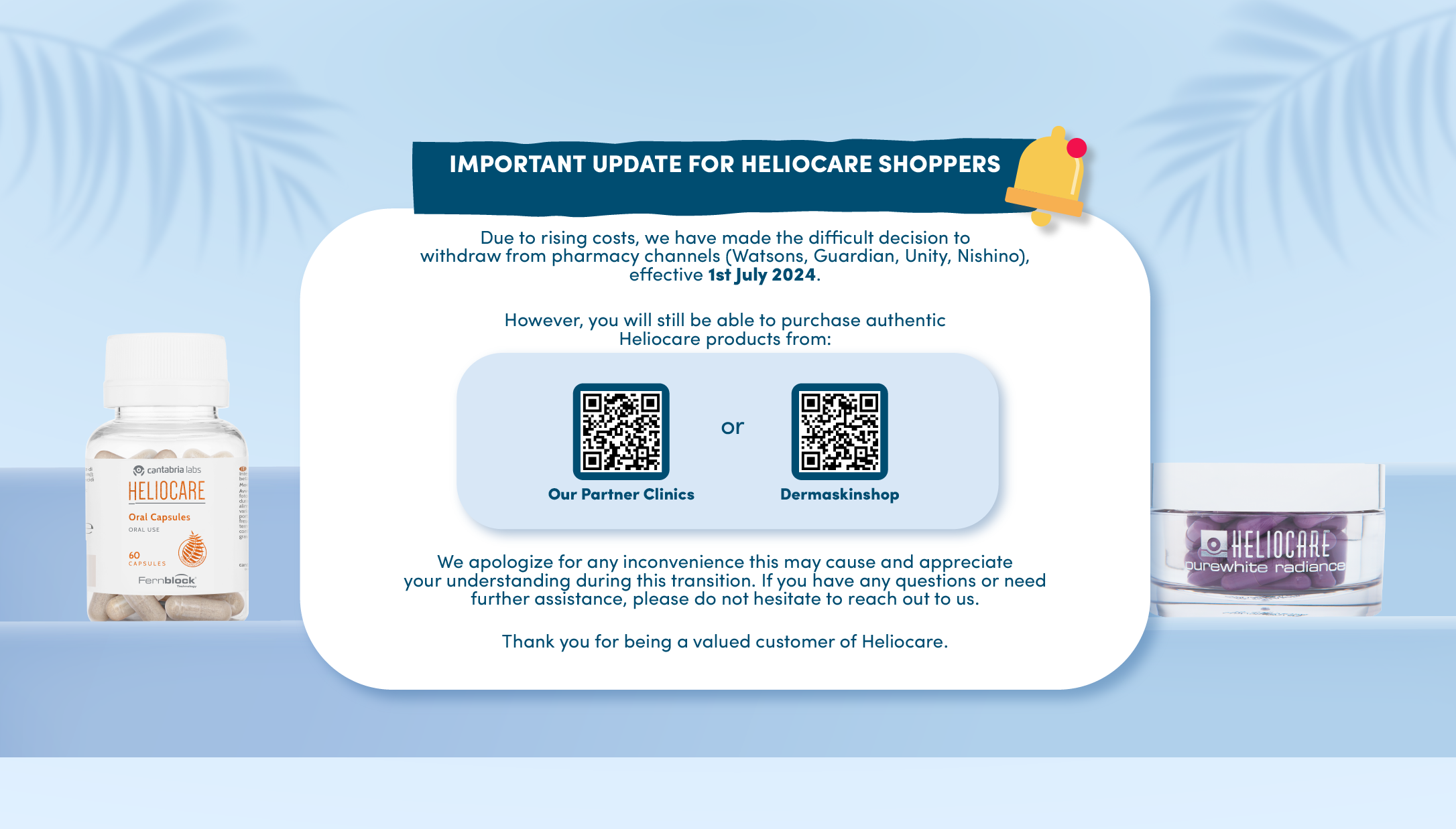 Important Update for Heliocare Shoppers