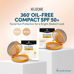 Heliocare 360 Oil free compact SPF50 comes with sun protection and with two shades, Pearl and Beige