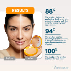 Before and after using Heliocare 360 oil free compact