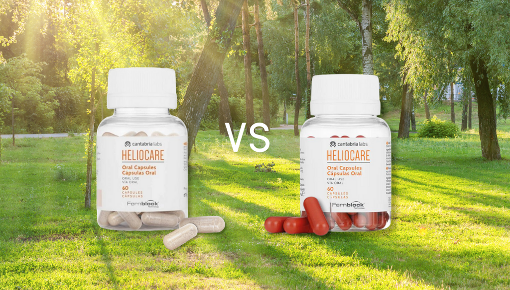 Heliocare Oral (Maroon Capsules) vs. Heliocare Oral (Formulated for Asia) (Transparent Capsule)