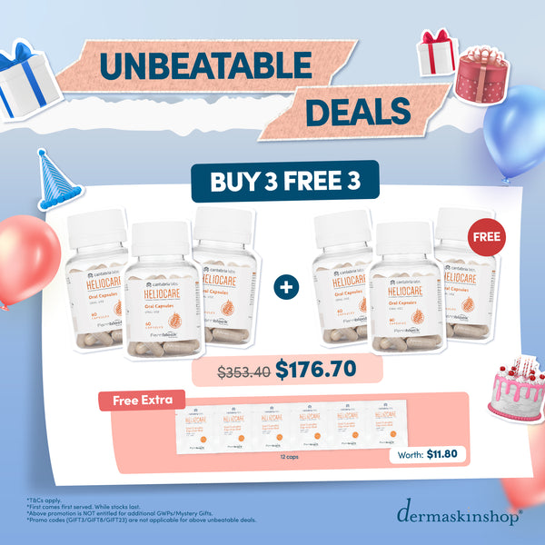 Unbeatable Deals: [BUY 3 FREE 3] Heliocare Oral Capsules 6 Bottles + 6 Oral Sachets