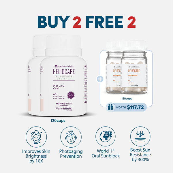 Heliocare Power Duo Set: Heliocare Purewhite Radiance Max 240mg [08/27] + Heliocare Oral Capsules [01/29]