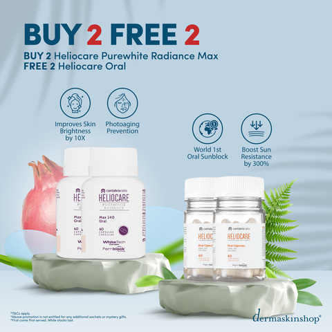 Heliocare Power Duo Set: Heliocare Purewhite Radiance Max 240mg [08/27] + Heliocare Oral Capsules [01/29]