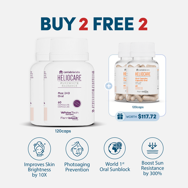 Heliocare Power Duo Set: Heliocare Purewhite Radiance Max 240mg [08/27] + Heliocare Oral Capsules [01/29]