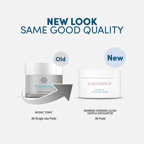 Exuviance Professional Skinrise Bionic Tonic / SkinRise Morning Glow Gentle Exfoliator | 36 single use pads